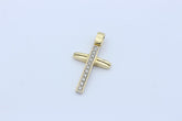 Schöner Kreuz Anhänger aus 585 / 14k Gelbgold mit Diamanten