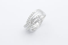 Moderner Christ Damen Ring aus 585 / 14k Weißgold mit 48 Brillanten | Gr. 61