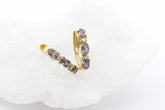 Schöne Massive Ohrringe Ohrschmuck 585 / 14k Gelbgold mit Amethyst & Diamanten
