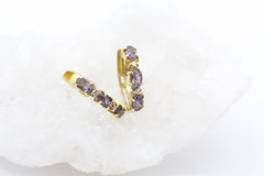 Schöne Massive Ohrringe Ohrschmuck 585 / 14k Gelbgold mit Amethyst & Diamanten