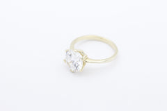 Wunderschöner Solitär Damen Ring aus 585 / 14k Gelbgold mit ein großen Zirkonia