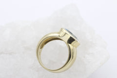 Massiver Gelbgold Unisex Ring aus 333 / 8k mit ein Blautopas | Gr. 57