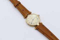 Cartier Vermeil 925 Vergoldet Quartz Argent Damenuhr 24 mm