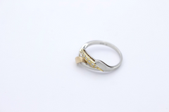 Moderner Designer Ring 585 Gold Bicolor | 14k Weißgold Gelbgold mit Diamanten