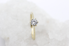 Schöner Solitär Damen Ring aus 585 / 14k Gelbgold mit ein Zirkonia | Gr. 59