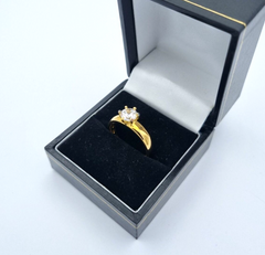 Wunderschöner Solitär Damen Ring aus 925 Sterlingsilber Vergoldet Zirkonia