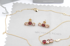 Michael Kors Halskette, Armband und Ohrstecker Schmuckset 925 Silber Vergoldet