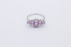 Schöner Damen Ring aus 375/9k Weißgold mit echte Edelsteine | Gr. 55