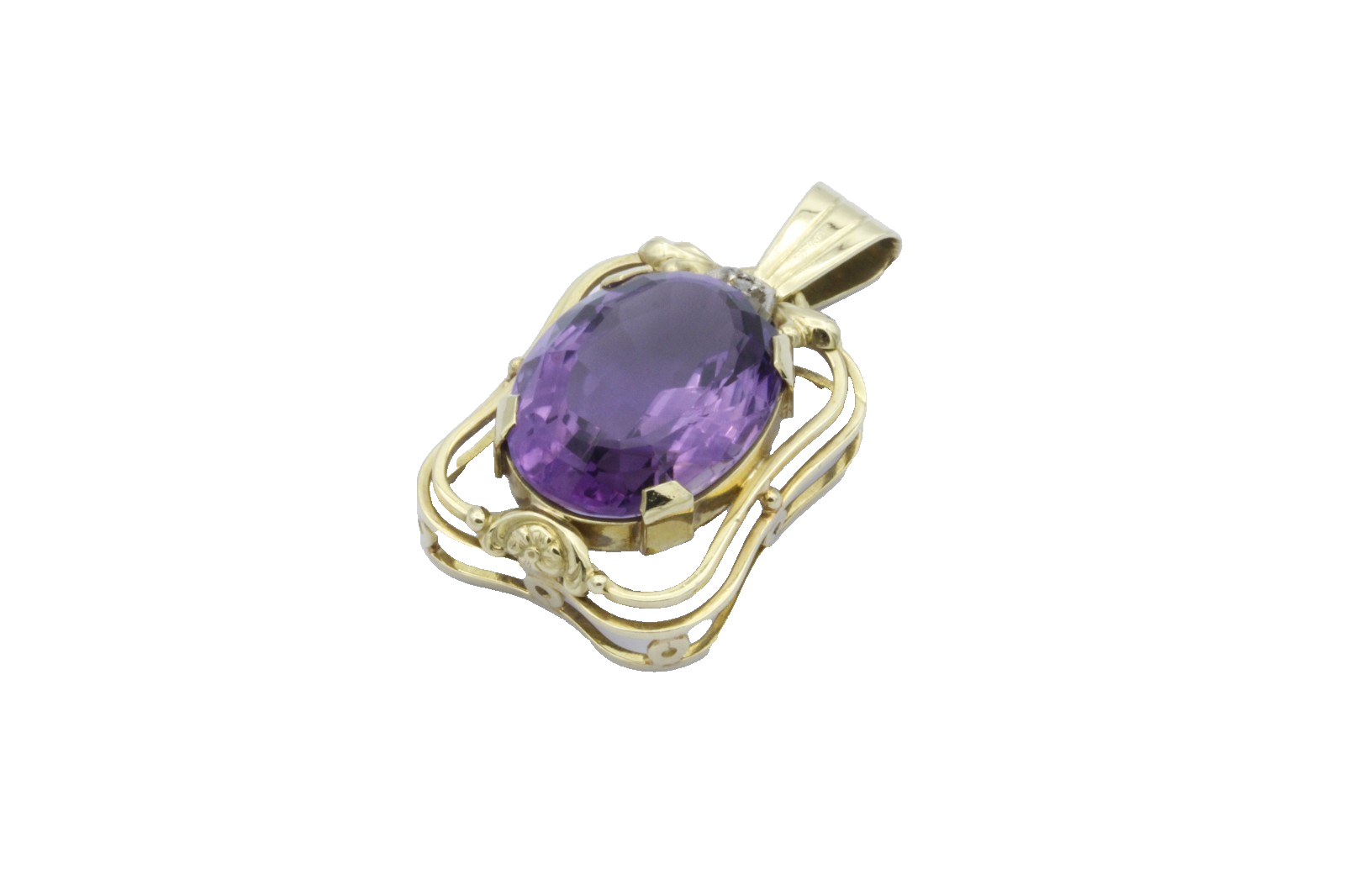 585 Gold Anhänger mit großem Amethyst – 14K Gelbgold