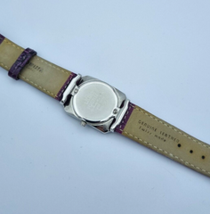 JOWISSA Schweizer Armbanduhr Damen Kristalloptik Edelstahl Leder Lila 25 mm