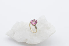 Juwelen Damen Ring aus 375 / 9k Gelbgold mit ein Lila Edelstein & Diamanten