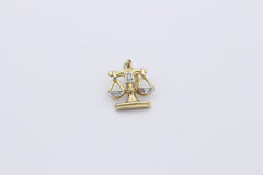 Anhänger Waage aus 585 / 14k Gelbgold mit kleinen Diamanten