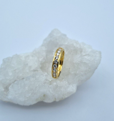 Wunderschöner Halb Memory Damen Ring aus 925 Sterlingsilber Vergoldet Zirkonia