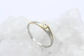 Zarter 950 Platin Ring mit ein Brillant – Bicolor Gelbgold Diamant ca. 0,10 ct.