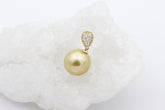 Schöne Perlen Damen Anhänger aus 585 / 14k Gelbgold mit weiße Steine