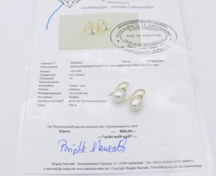 750 Gelbgold Ohrhänger mit Süßwasserzuchtperlen Tropfenform 18K Perlenohrringe