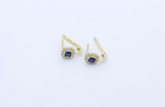 585 Gold Damen Ohrschmuck Ohrringe mit blaue & weiße Steine – 14K Gelbgold