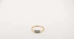 Zarter Antiker 18 Karat (750) Damen Goldring mit 3 Diamanten Trilogy Stil Gr. 53