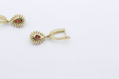 Traumhafter Ohrschmuck Ohrringe 585 / 14karat Gelbgold mit Granat & weiße Steine