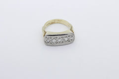 Antiker Gold Damen Ring aus 585 / 750 Gelbgold & Weißgold mit Diamanten | Gr. 55