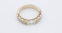 Glamira 585 / 14K Gelbgold Damenring Princess Cut Zirkonia & Diamanten Gr. 57
