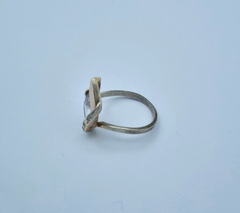 Schöner Damen 925 Silber / 375er Gold mit Zirkonia in Navette schliff Gr. 59