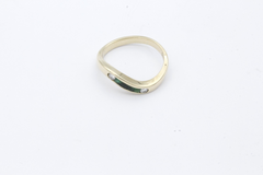 585 / 14 Karat Gelbgold Damen Ring Smaragd & Brillanten moderner Design | Gr. 50