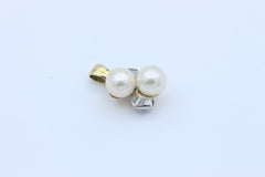 Wunderschöner Damen Anhänger 585 / 14k Gelbgold mit Baguette Diamanten & Perlen