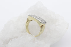 Antiker Gold Damen Ring aus 585 / 750 Gelbgold & Weißgold mit Diamanten | Gr. 55