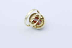 Edler 585 Damen Gold Ring mit Koralle und Brillanten – 14K Gelbgold Hochwertig