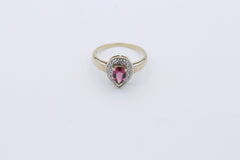 Schöner Damen Ring aus 375/9k Gelbgold mit ein echten Edelstein & Diamanten