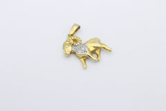 Gold Anhänger Steinbock aus 375 / 9k Gelbgold mit ein kleinen Diamant