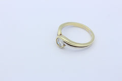 Solitär Diamant Brillant Bicolor Damen Goldring Gelbgold & Weißgold ca. 0,50 ct
