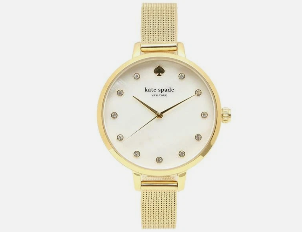 Kate Spade KSW1491 Metro Damenuhr Edelstahl Vergoldet Perlmuttzifferblatt