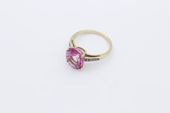 Juwelen Damen Ring aus 375 / 9k Gelbgold mit ein Lila Edelstein & Diamanten