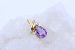 Traumahfter Damen Anhänger mit Amethyst & Diamanten aus 585 / 14k Gelbgold