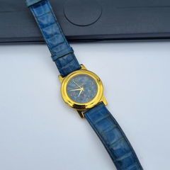 Hirsch Armbanduhr Unisex Opal / Blauer Opal Vergoldet Leder 34 mm