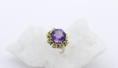 Schöner Amethyst Ring aus 585 / 14 Karat Gelbgold | Gr. 56
