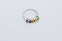 Juwelen Ring aus 375 / 9k Weißgold mit Bunte Farbsteine Edelsteine | Gr. 55