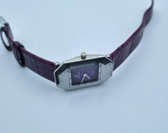 JOWISSA Schweizer Armbanduhr Damen Kristalloptik Edelstahl Leder Lila 25 mm