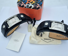 2x Fossil Herren Armband JF84816040 Leder Edelstahl Schwarz Vintage 25 cm