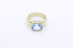 Massiver Gelbgold Unisex Ring aus 333 / 8k mit ein Blautopas | Gr. 57
