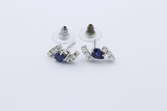 Traumhafte Damen Ohrstecker Ohrschmuck aus 585 Weißgold mit Saphir & Diamanten
