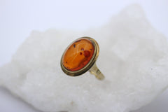 Antiker Unisex Gold Ring aus 333 / 8k Gelbgold mit ein Bernstein | Gr. 56