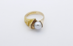 Lapponia Ring Gelbgold aus 585 / 14 Karat mit eine Perle | Gr. 54