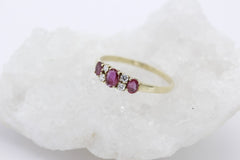 Schöner Damen Ring aus 585/14k Gelbgold mit Rubin & Diamanten | Gr. 69