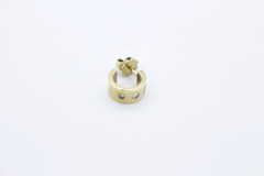 Einzelner massiver Ohrstecker 585 Gold mit Brillanten | 14K Creole Unisex