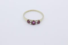 Schöner Damen Ring aus 585/14k Gelbgold mit Rubin & Diamanten | Gr. 69