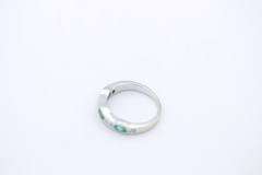 Vintage 18K 750 Weißgold Ring mit Smaragd & Baguette Diamanten (0.24 ct)
