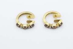 Schöne Massive Ohrringe Ohrschmuck 585 / 14k Gelbgold mit Amethyst & Diamanten